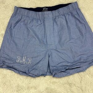 Re-Imagined By J.Crew Patterned boxers Classic Blue  Size M Embroidery BAB #443